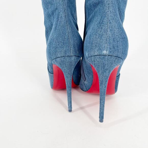 Christian Louboutin Denim Kate Botta Alta Loubijeans Over the Knee Boot EU 37.5 - Picture 11 of 16